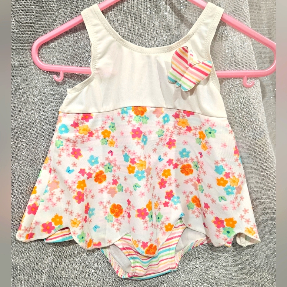 Vintage Koala Kids Baby Swimsuit | 6–9 Months | Y2K-Inspired Floral & Butterfly
